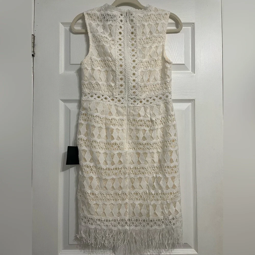 NWT Lulu’s White & Cream Crochet Sleeveless Dress, Size M, Bridal Shower Dress - Picture 3 of 11
